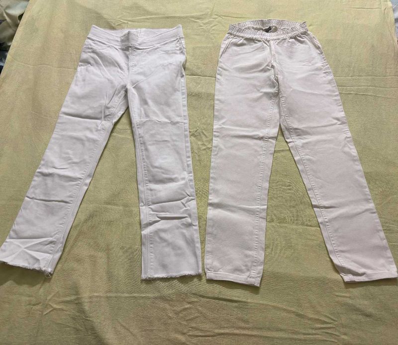 White Colored Women's Pants - Set of 2