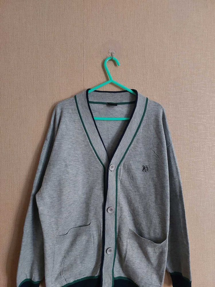 Classic Grey Cardigan Sweater