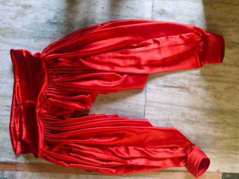 Vibrant Red Satin patiala salwar