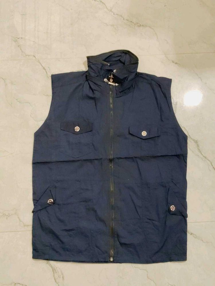 Sleeveless Navy Blue Jacket
