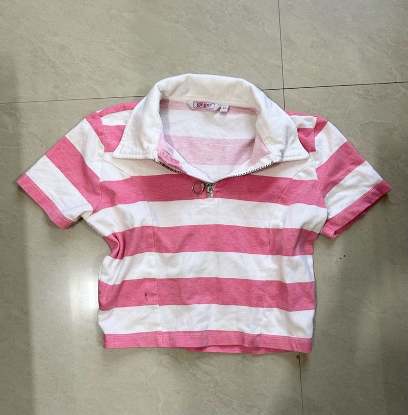 Casual zipper crop-top