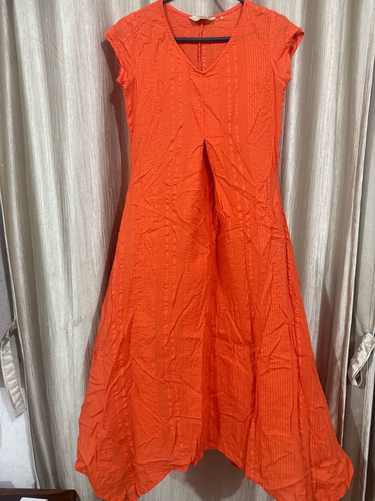 Vibrant Orange Textured Dress