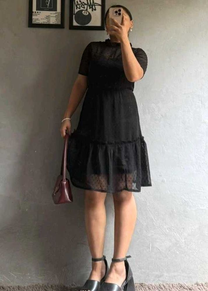 Black Polka Dot Tiered Dress