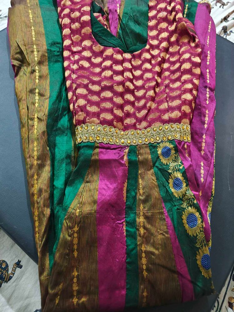 pure kanchi silk anarkali/gown