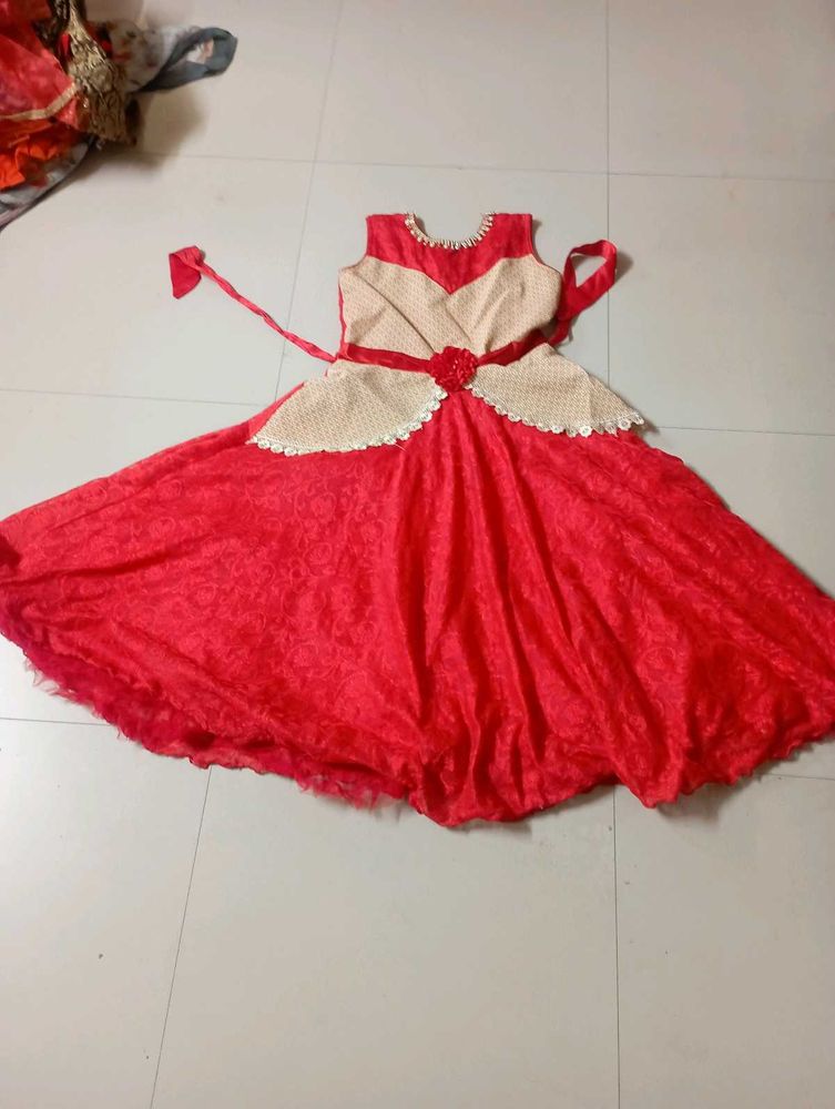 Red &amp; Cream long frock