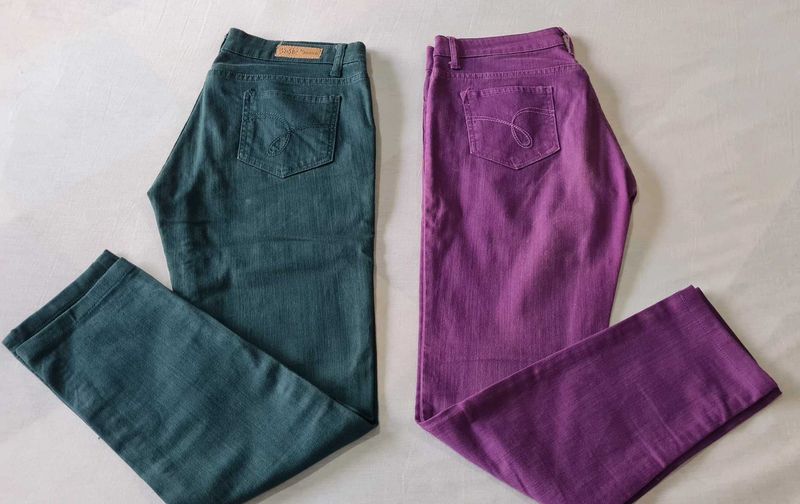 Combo - Jealous 21 Slim Fit Jeans👖- Teal &amp; Purpl