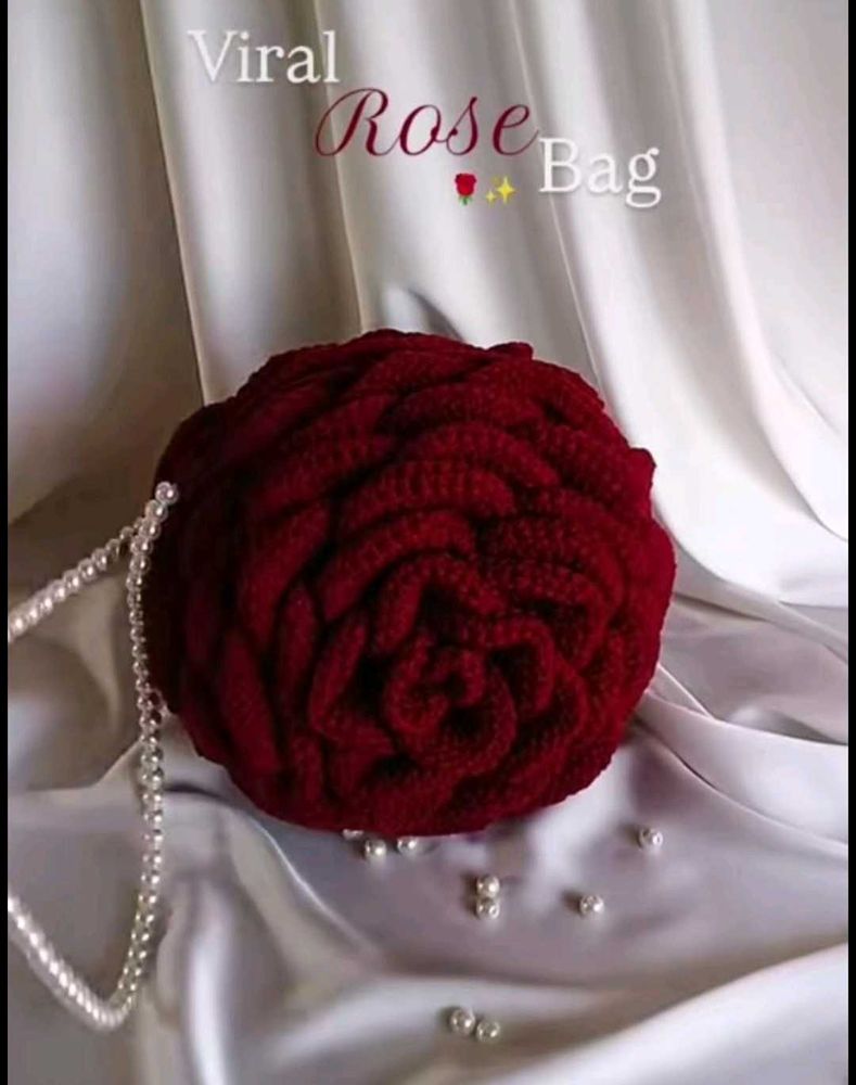 Handmade Crochet Rose Bag