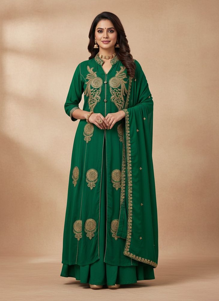 Ethnic Gown With Dupatta And Peticoat