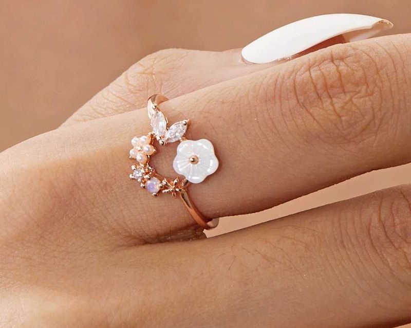Delicate Floral Butterfly Ring