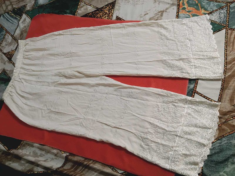 White Chikankari Palazzo Pants
