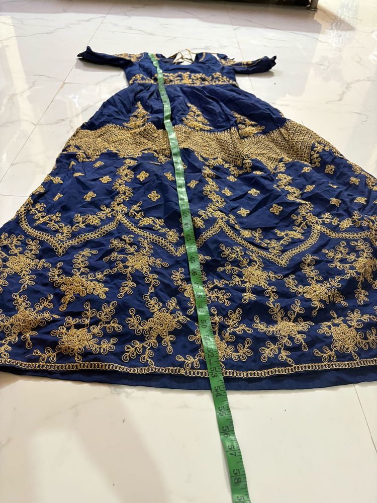 new  Blue Embroidered Gown fit upto 36