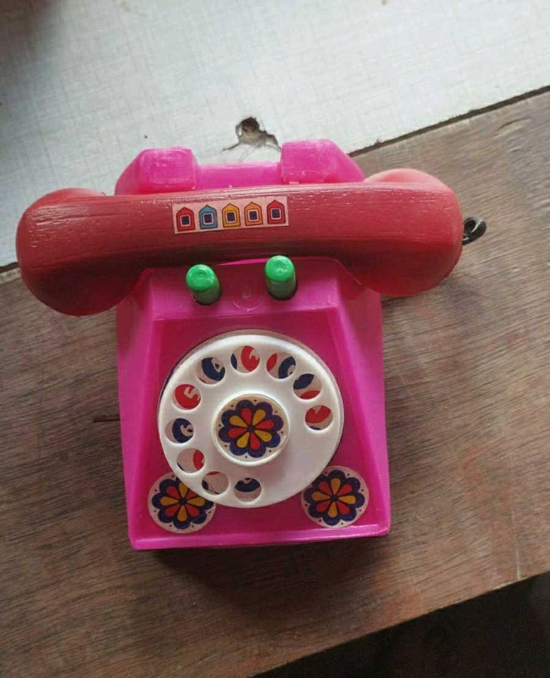 Vintage Pink Toy Rotary Phone
