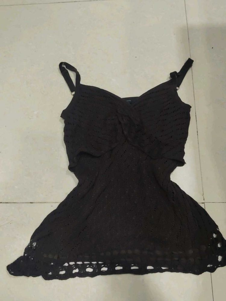 boho y2k brown sleeveless top