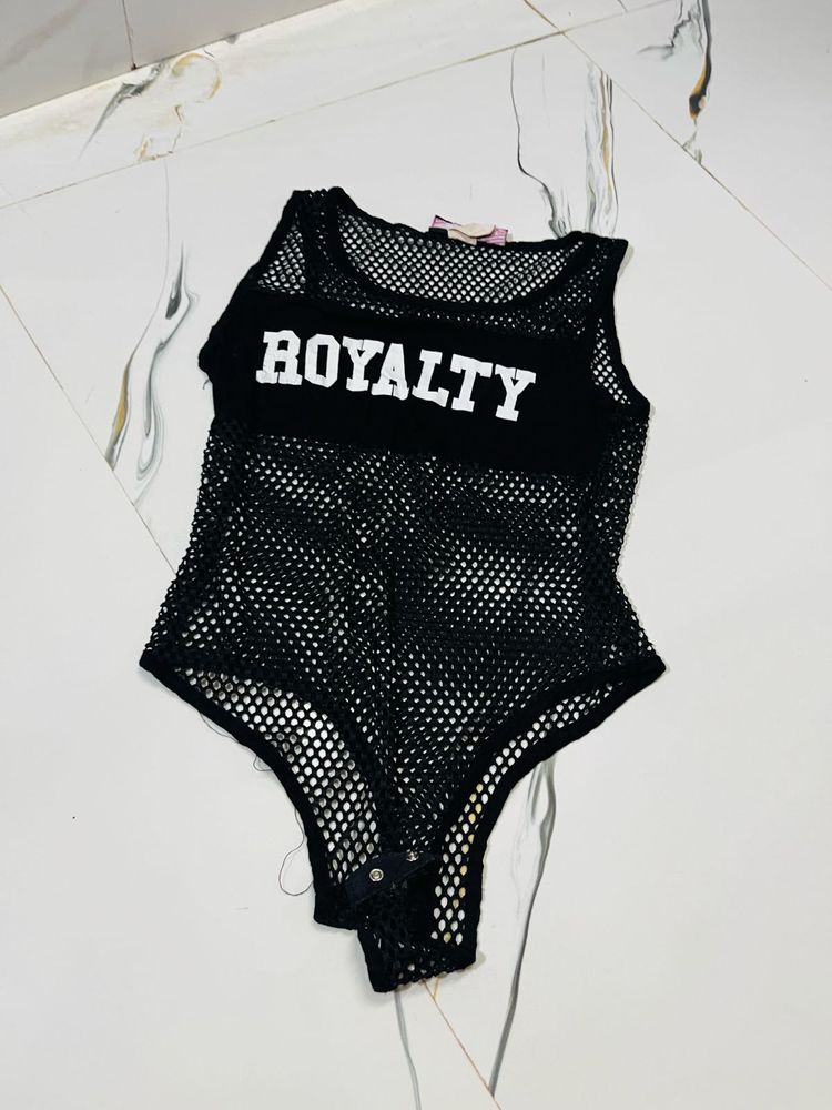 Black "Royalty" Fishnet Bodysuit