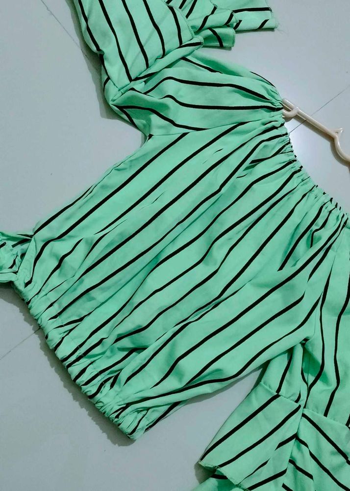 Striped Ruffle Sleeve Top