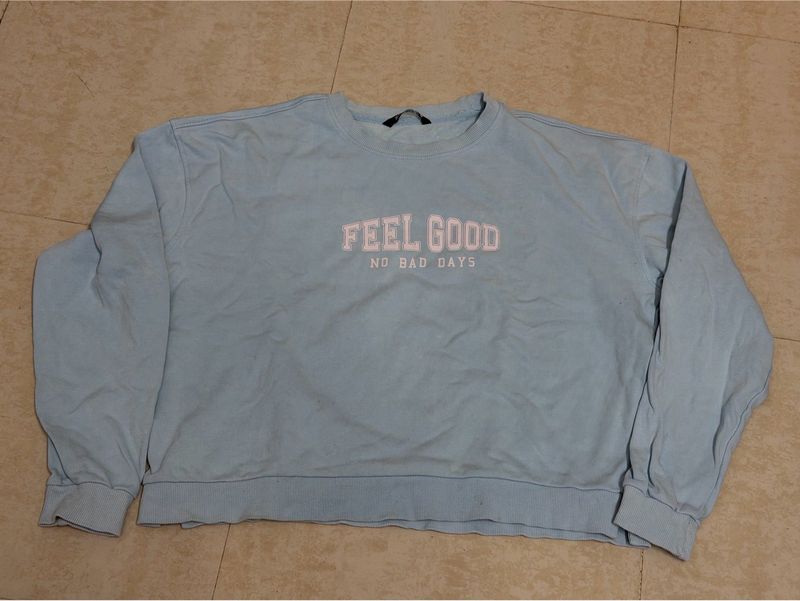 Light Blue "Feel Good" Graphic Sweatshirt