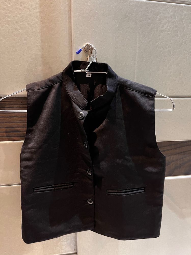 Classic Black Band Collar Waistcoat