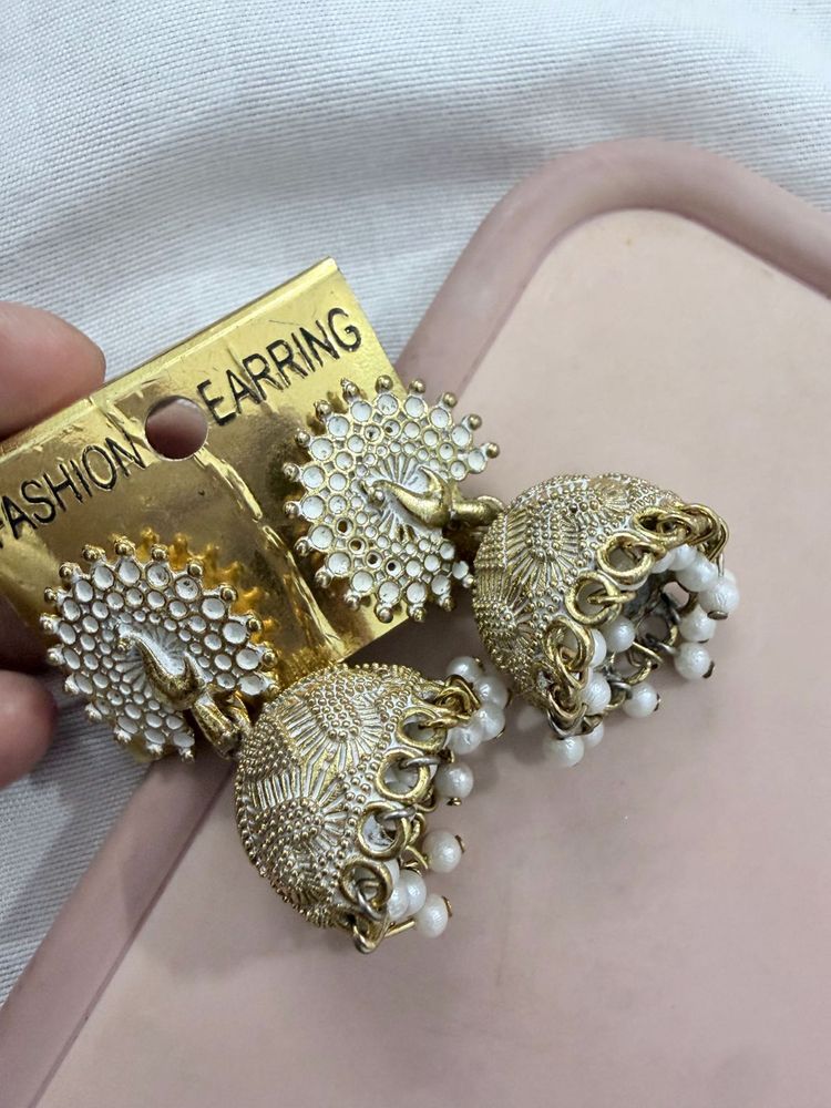 Beautiful Jhumka Earrings with Pearls