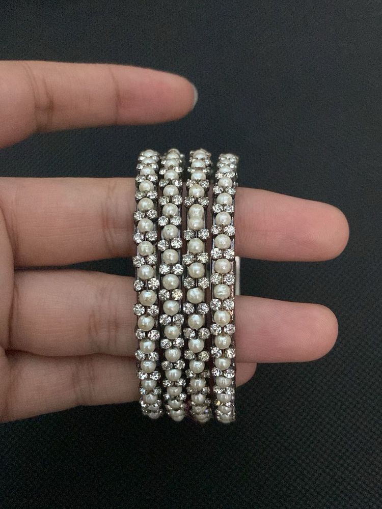Pearl &amp; Rhinestone Bangles
