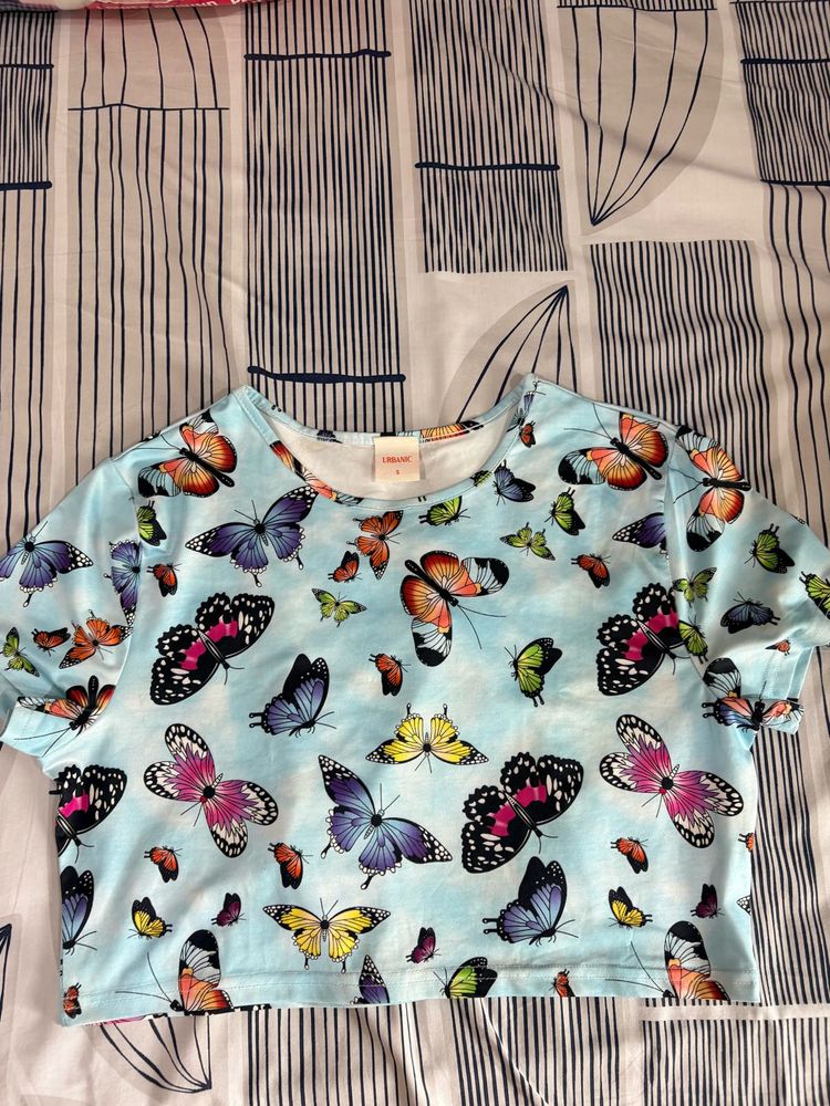 Butterfly Print Crop Top