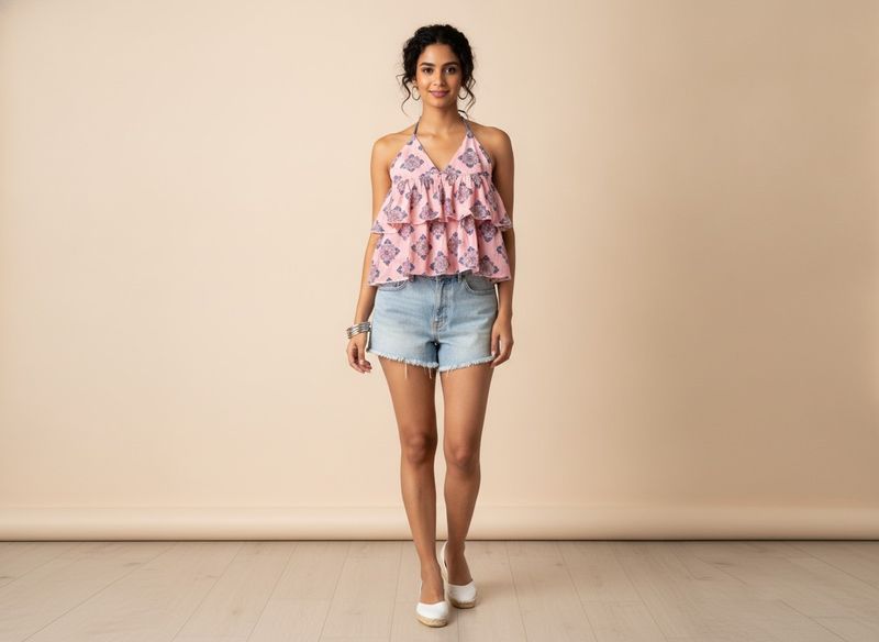 Pink Ruffled Mini Top
