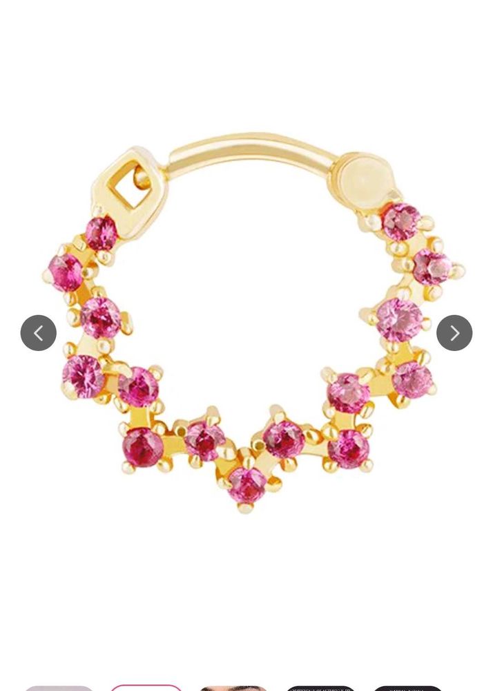 Beautiful Hoop Nosepin with Pink Stones