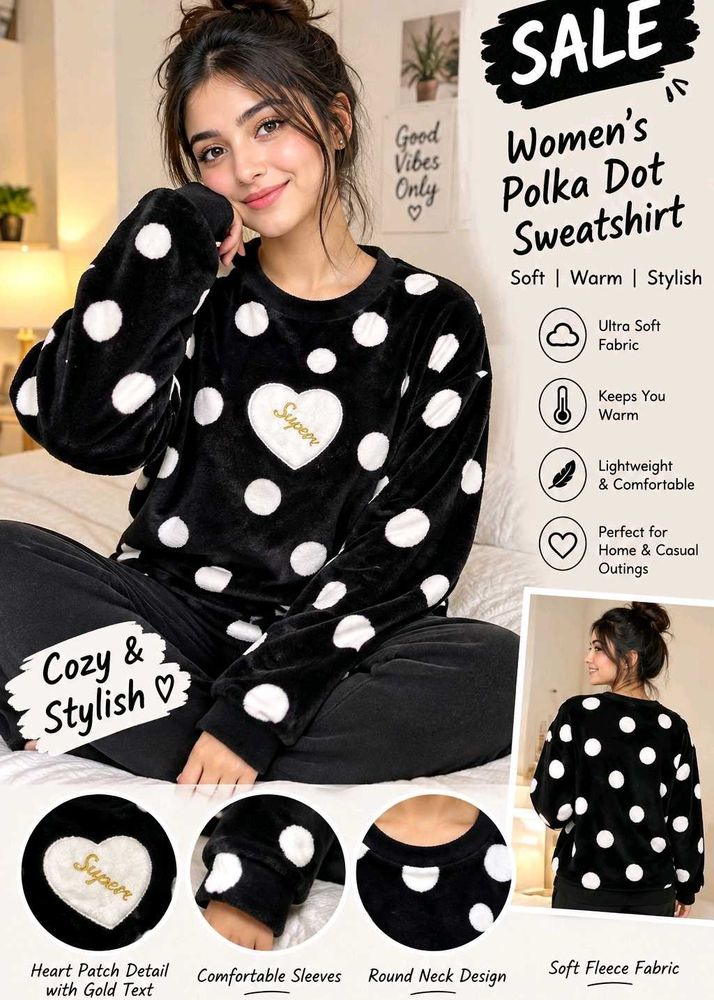 Women's Polka Dot Fleece Sweatshirt