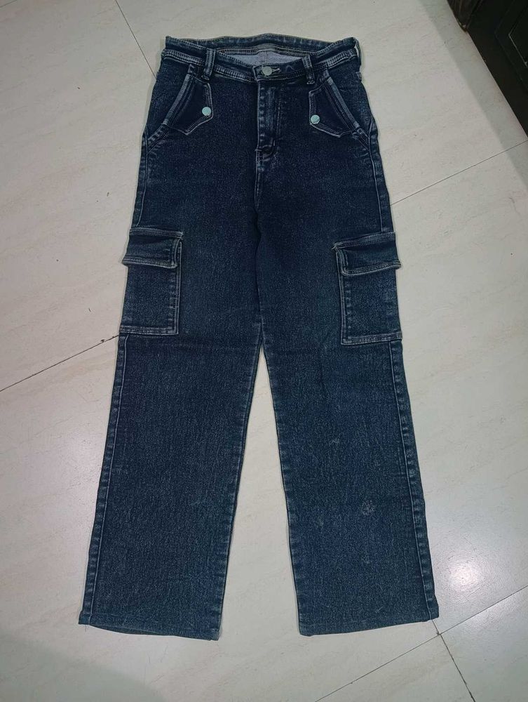 Dark Blue Cargo Straight fit Jeans size:28