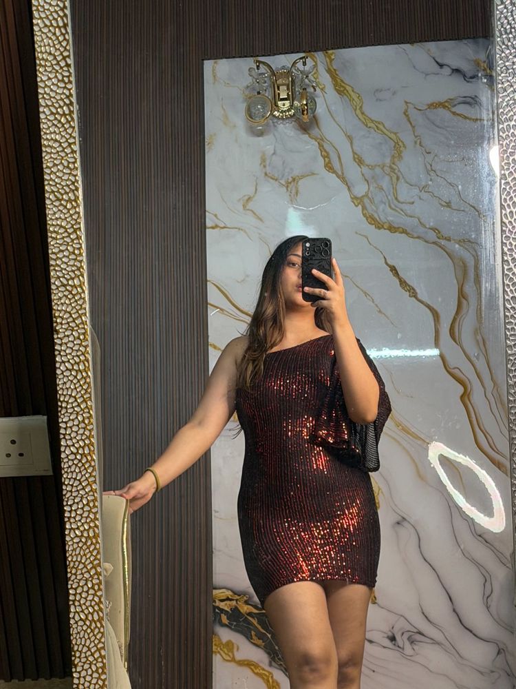 Sparkling One-Shoulder Mini Dress