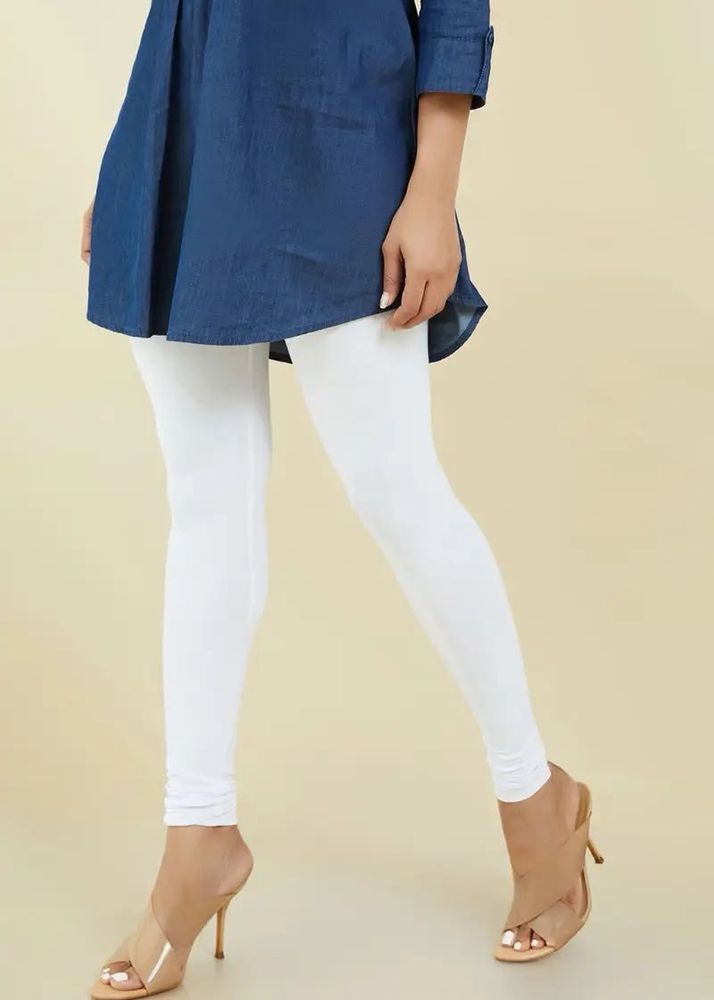 Soch White Solid Cotton Hosiery Churidar Legging