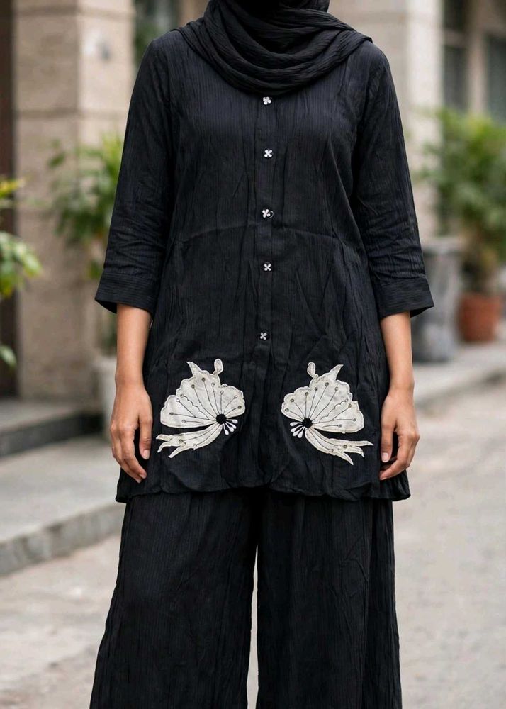 Elegant Black Kurta Set with Embroidery