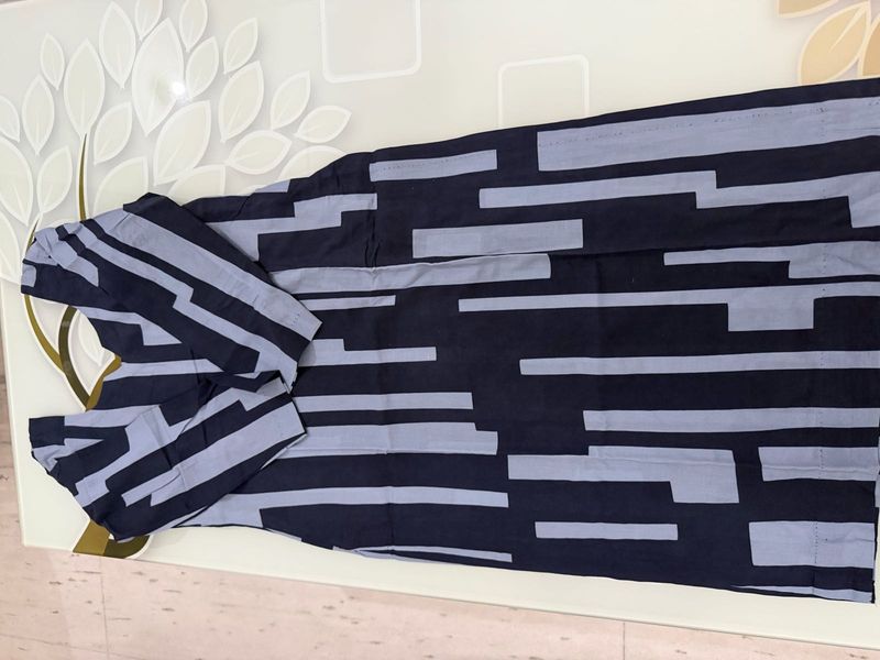 Stylish Navy Blue &amp; Grey Striped Kurta