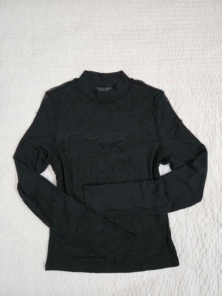 Black Sheer Mock Neck Top bust 34/36
