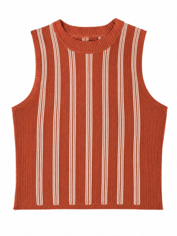 Striped Knit Sleeveless Top