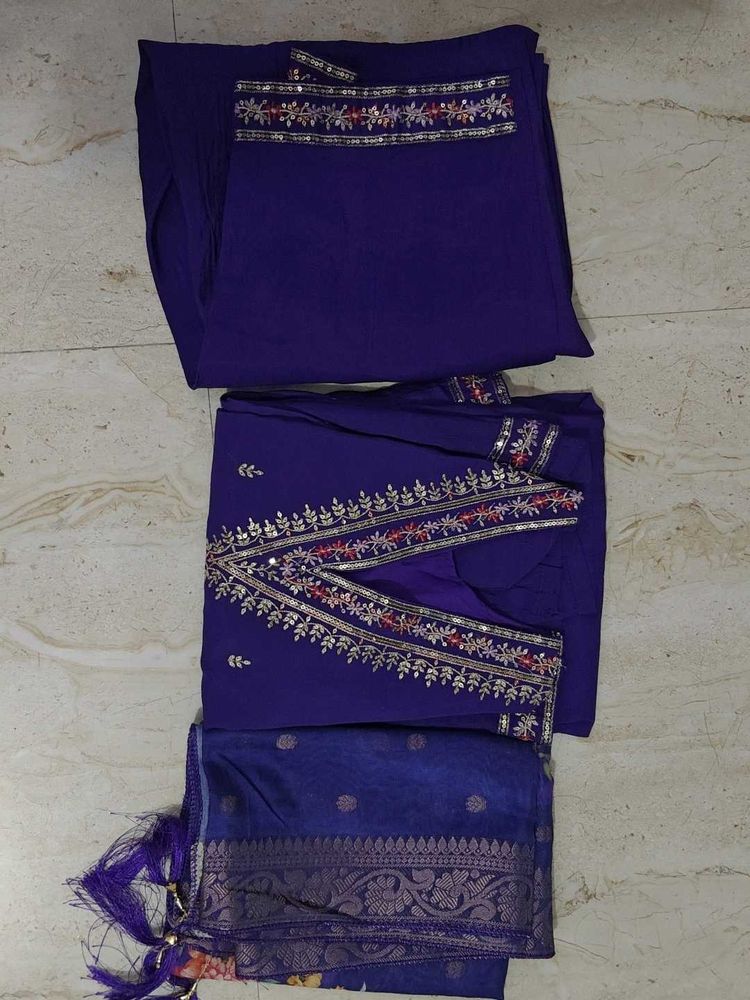 Beautiful Purple Embroidered Kurta Set