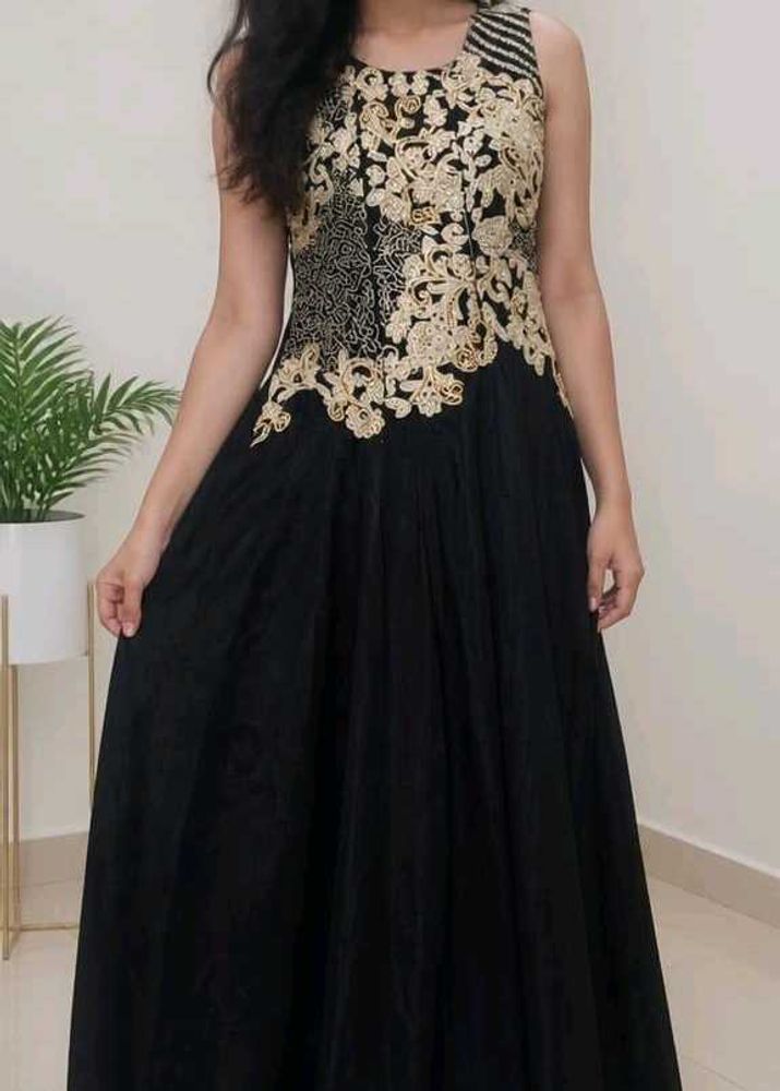 Elegant Black Embroidered Gown