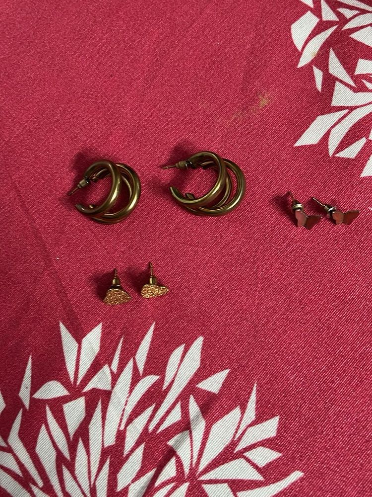 Set of 3 Pairs Trendy Earrings