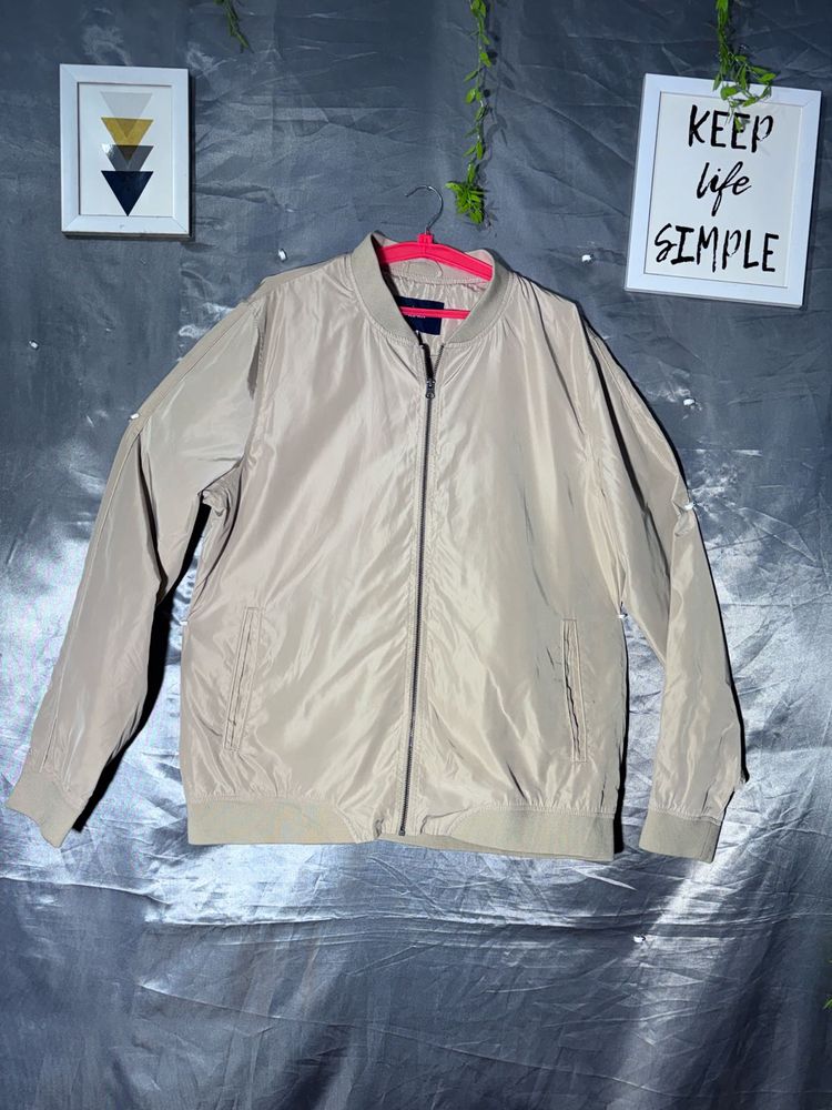 Men's Beige Bomber Jacket