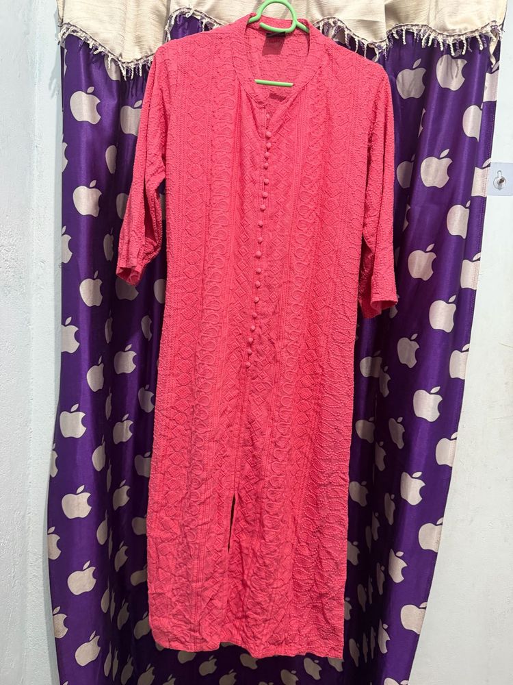 Full body Pink Embroidered Kurta