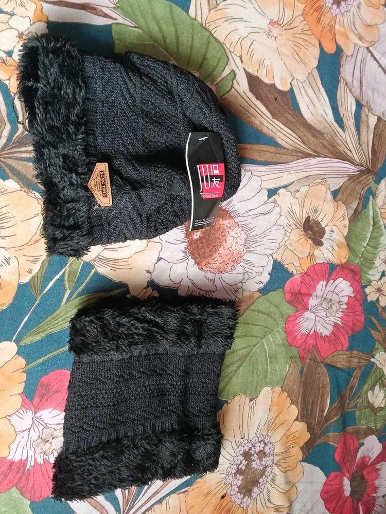 Black Scarf &amp; Beanie Set