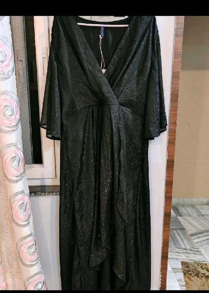 Sparkly Black Wrap Dress