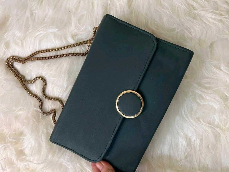 Chic Chain Shoulder Bag ( bottle green )