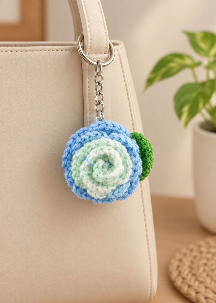 Handmade Crochet Multicolor Flower Keychain Small