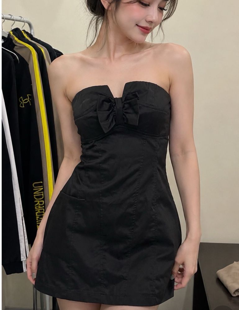 black bow short dress