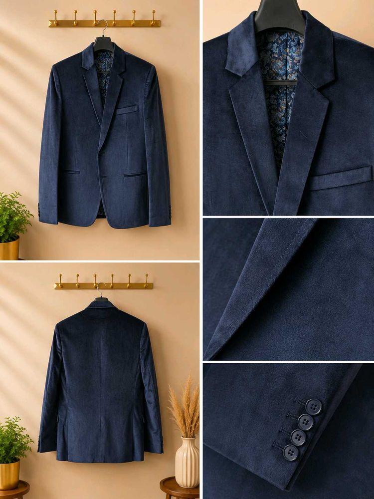 Men's Navy Velvet Blazer