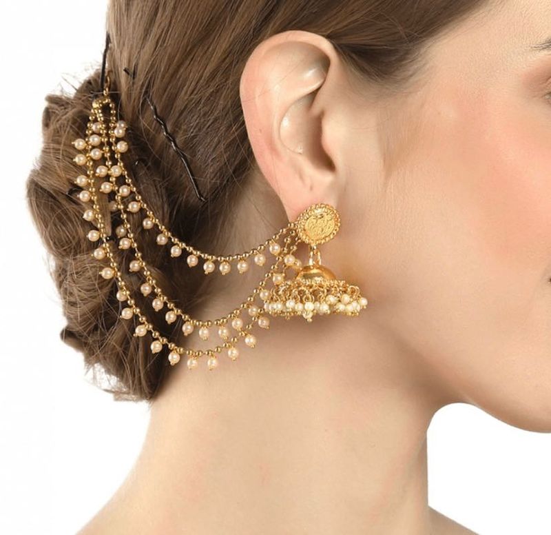 Elegant Pearl Jhumka Ear Cuffs