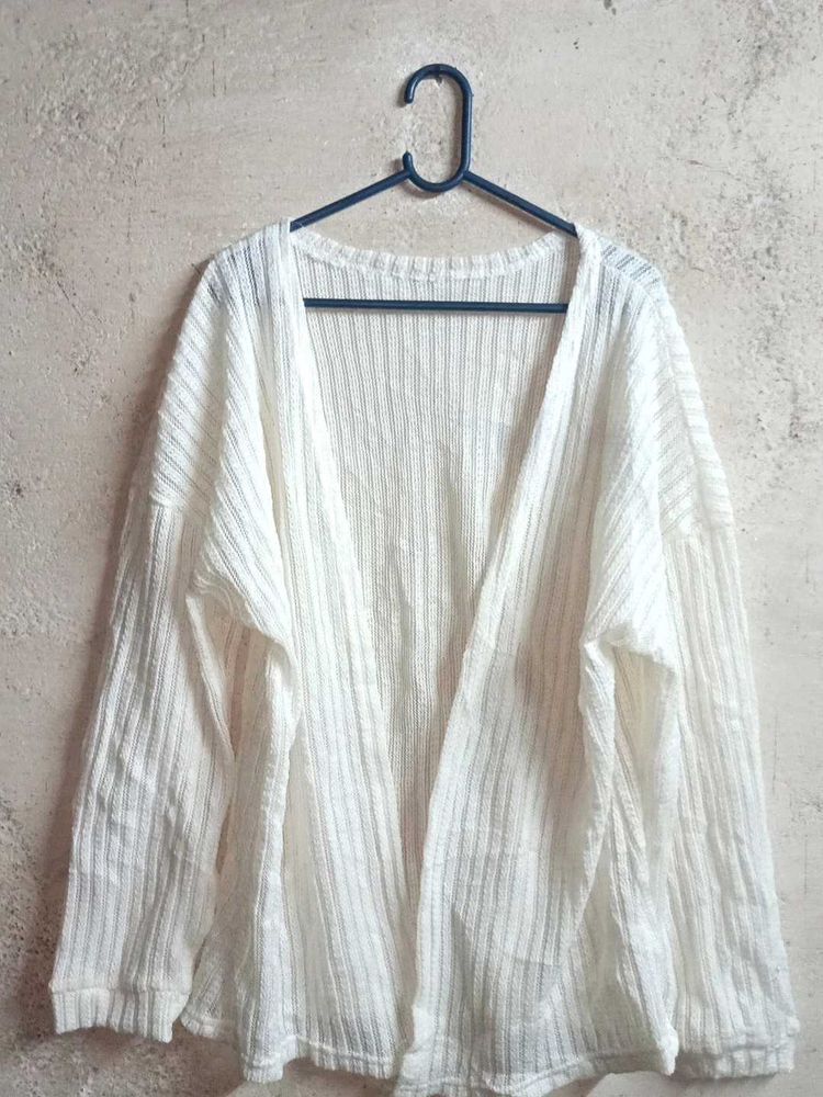 White Knit Cardigan Winter Shrug