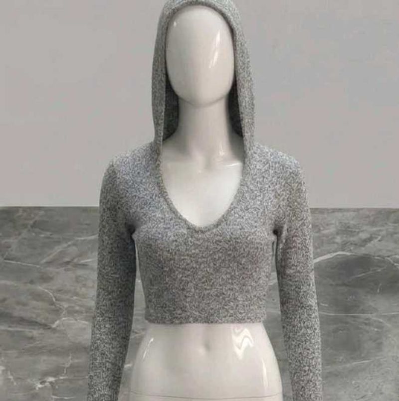 grey cap sweater top