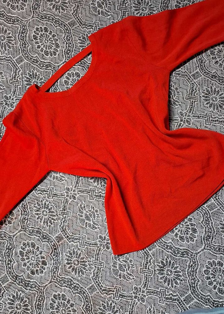 Stylish Red Open Back Sweater