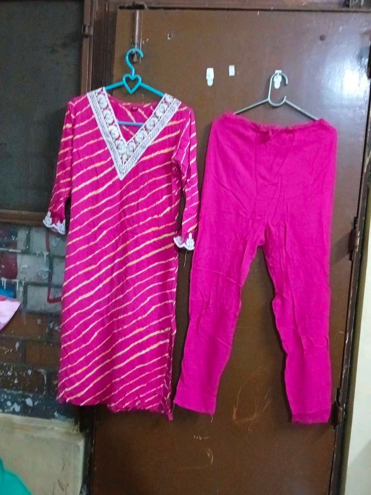 Pink Kurta Set with Leggings